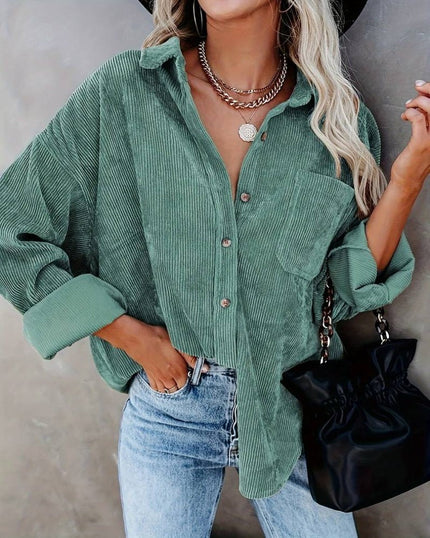 Esme | Vintage Corduroy Shirt Green Shirt