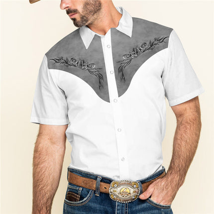 Men's 3D Printed Short Sleeve Lapel Shirt S9534241 Shirts