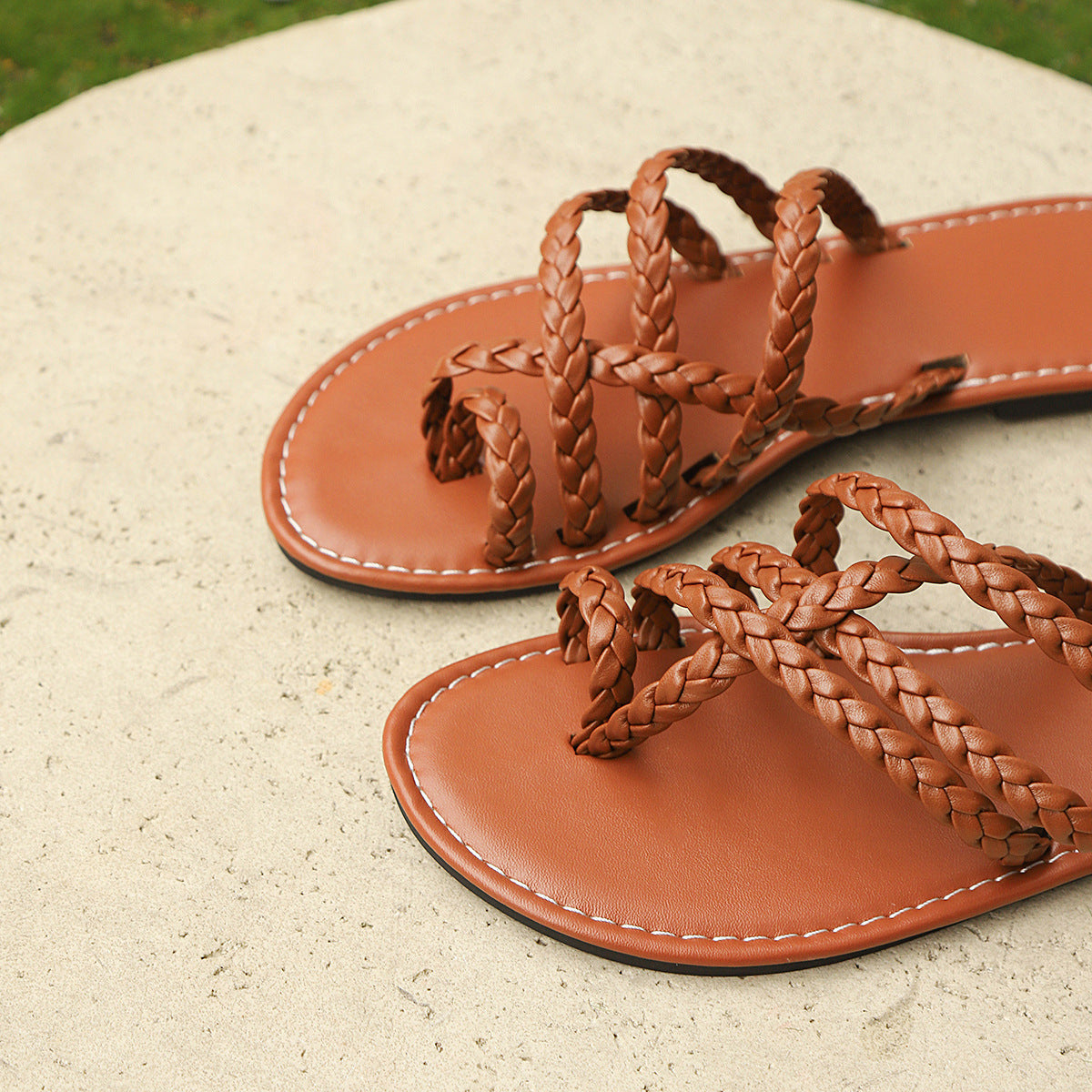 Women's Summer Woven Clip-Toe Roman Sandals Sandals