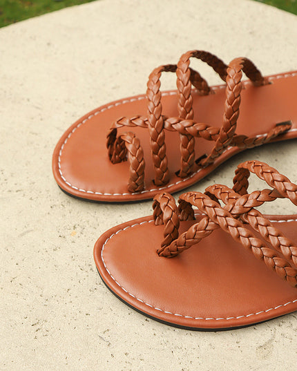Women's Summer Woven Clip-Toe Roman Sandals Sandals