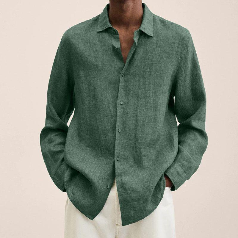 Men's Elegant Linen Shirt Green Shirts