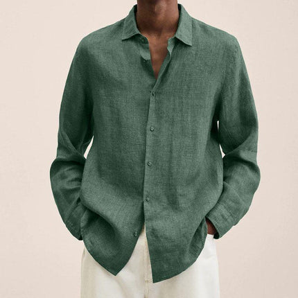 Men's Elegant Linen Shirt Green Shirts