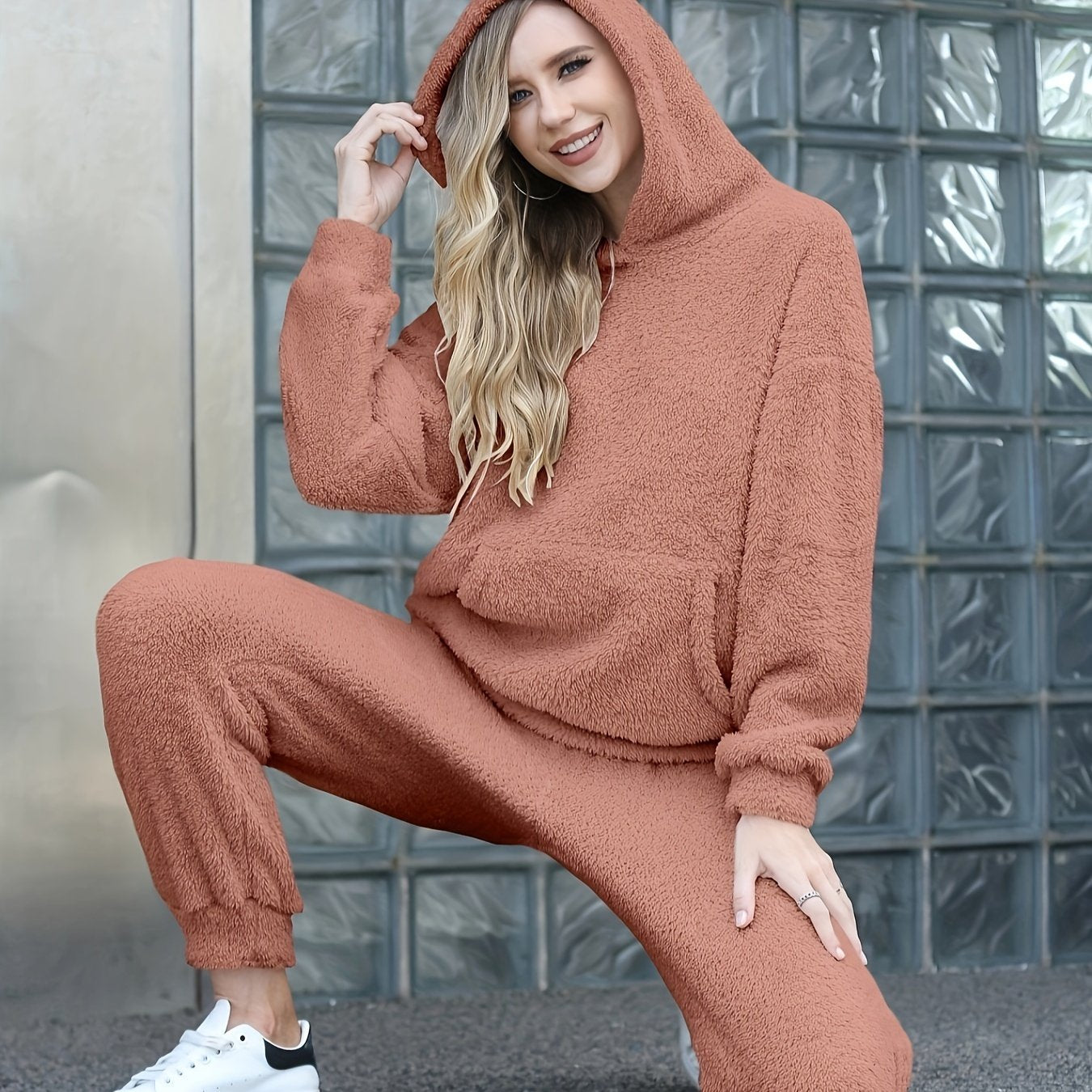 Ultra-Soft Teddy Fleece Lounge Set Pink Loungewear
