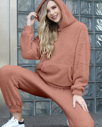 Ultra-Soft Teddy Fleece Lounge Set Pink Loungewear