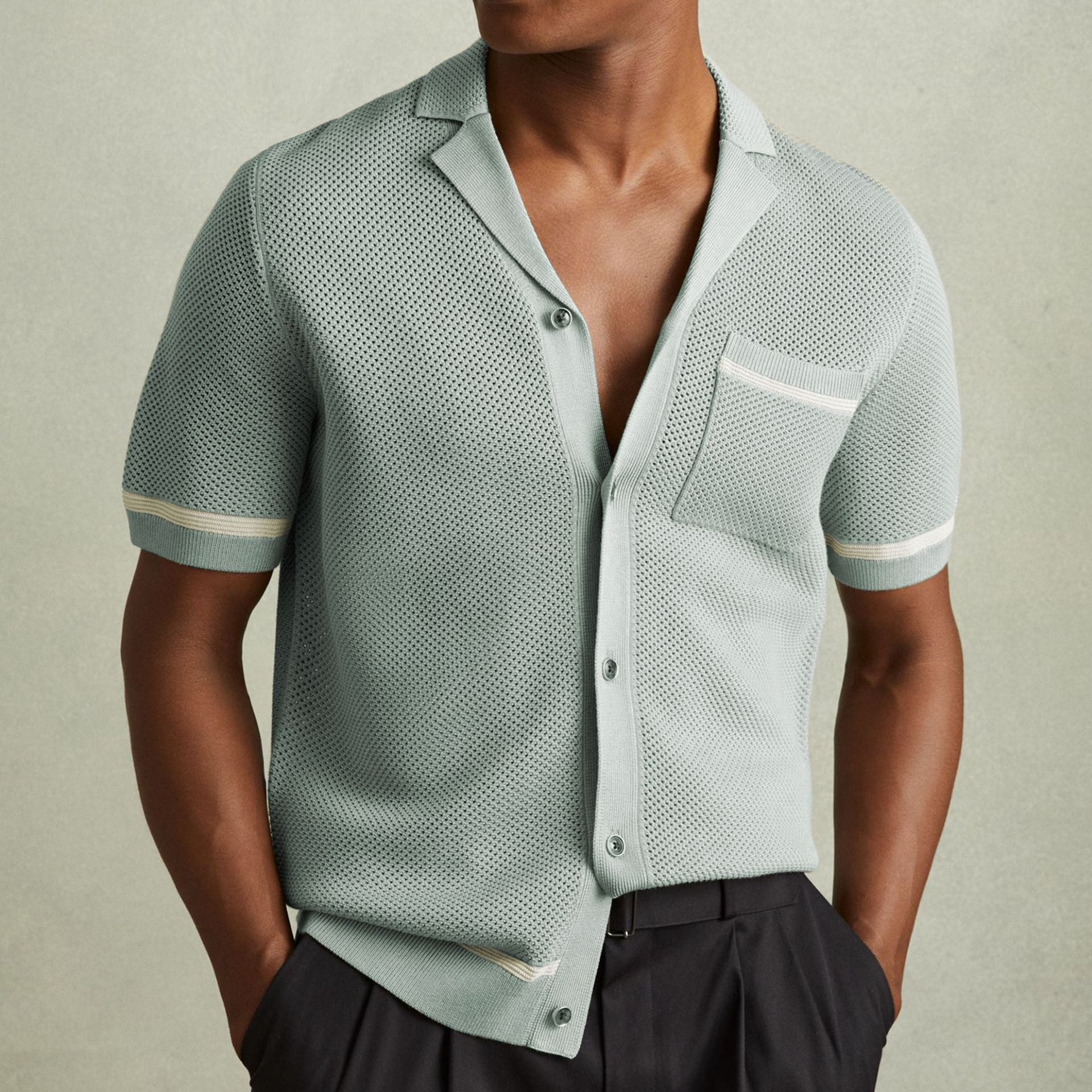 Amalfi Cuban Collar Polo Shirt Gray Shirts