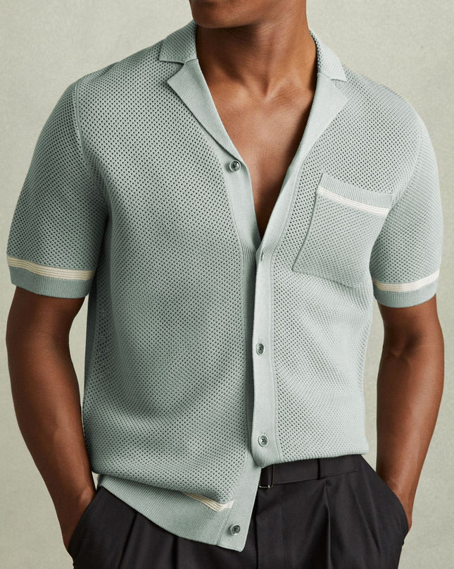 Amalfi Cuban Collar Polo Shirt Gray Shirts