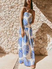 Holiday Casual Ocean Shell Print Sling Maxi Dress Dresses