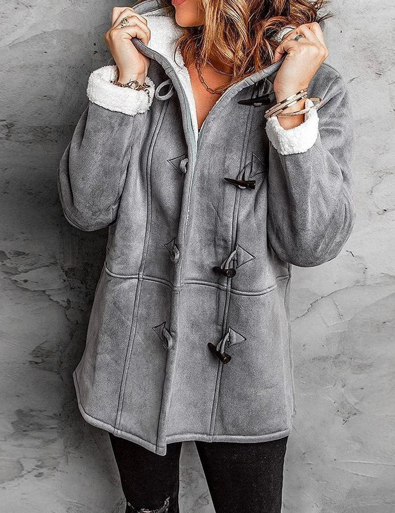 Elegant Cashmere Hooded Coat Gray Hooded Coat