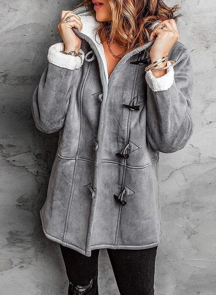 Elegant Cashmere Hooded Coat Gray Hooded Coat