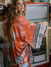 Elegant Long Floral Kimono Robe for Women Dresses