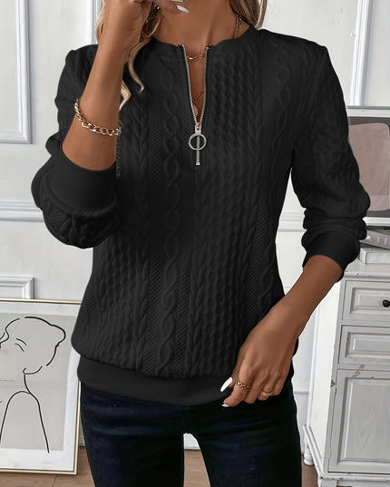Women's Zippered Sweater Black Sweaters