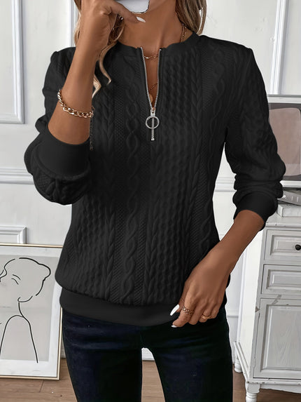 Women's Zippered Sweater Black Sweaters