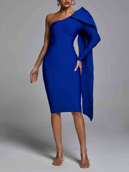 Abbey Blue One Shoulder Bandage Dress Blue Dresses