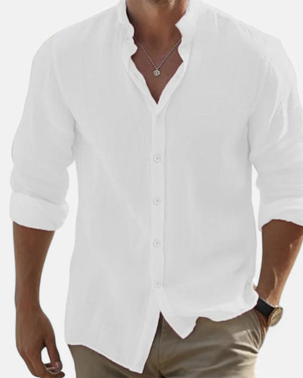 Men’s Cotton-Linen Beach Shirt White Shirt