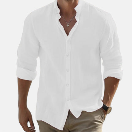 Men’s Cotton-Linen Beach Shirt White Shirt