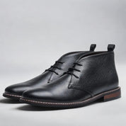 Men's Retro Leather Chukka Boots Black Shoes