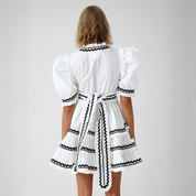 Sydney™ | V-Neck Striped Patchwork Flare Short Dress Dresses