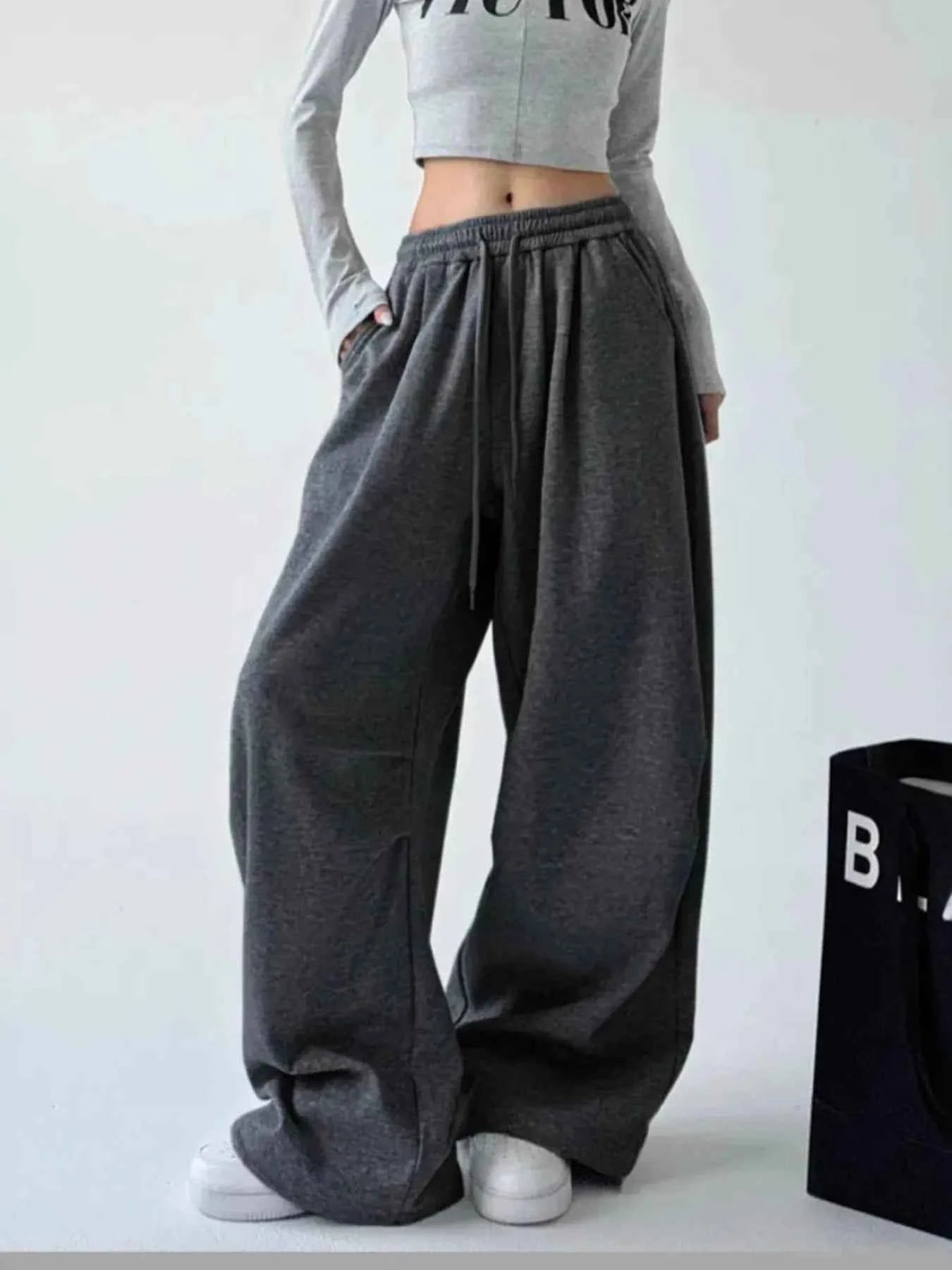 Oversized Wide Leg Drawstring Pants