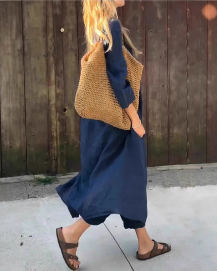 Women's 2-Piece V-Neck Long Sleeve Top & High-Waist Wide-Leg Pants Set with Pockets set