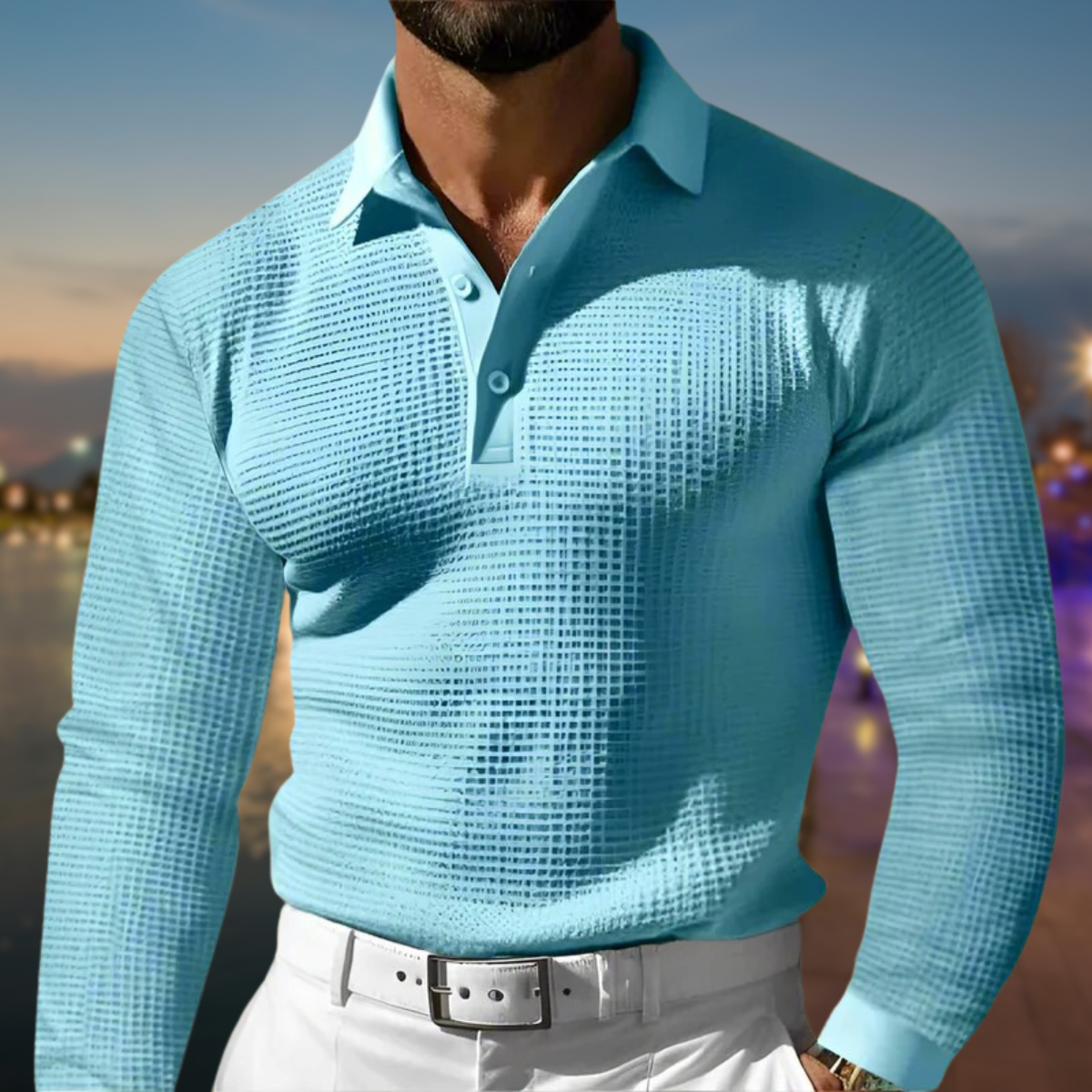 Simeon | Luxe Polo Sweater Light Blue Sweater