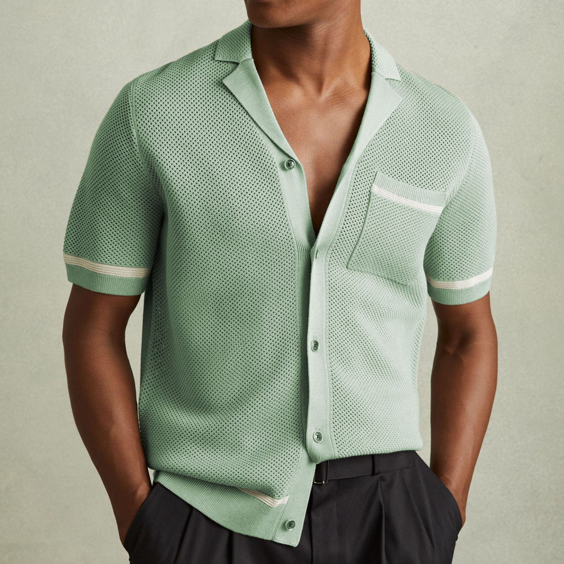 Amalfi Cuban Collar Polo Shirt Green Shirts