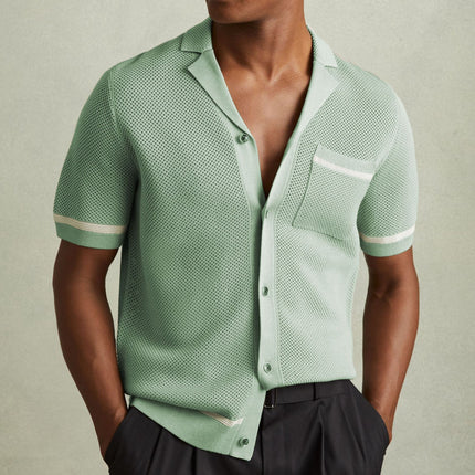Amalfi Cuban Collar Polo Shirt Green Shirts