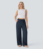 Elegant Linen Wide‑Leg Pants Women Pants
