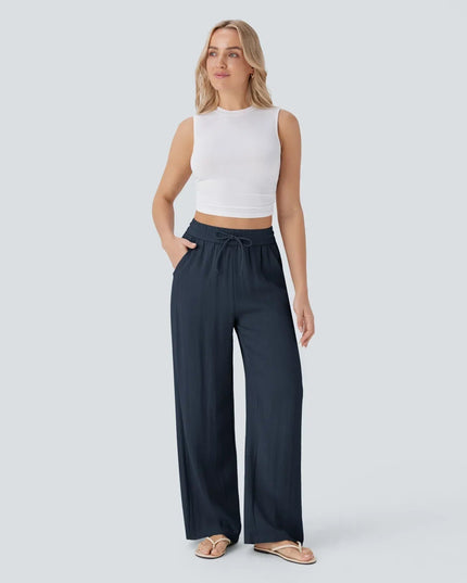Elegant Linen Wide‑Leg Pants Women Pants