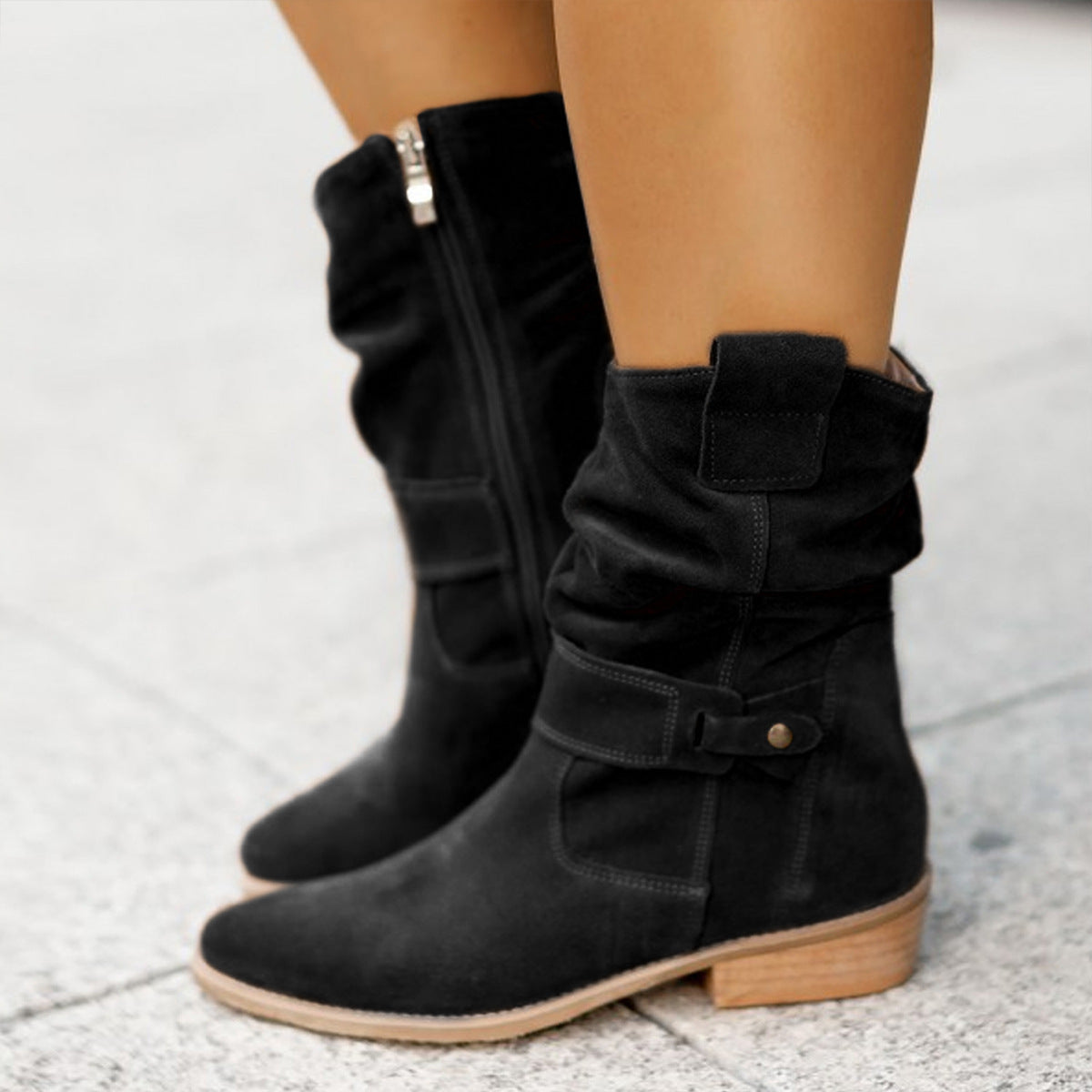 Fashion Suede Mid-Calf Western Boots Boots