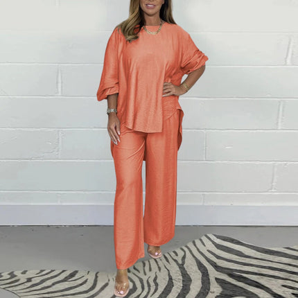 Maja | Elegant cotton two-piece set Coral Pink set