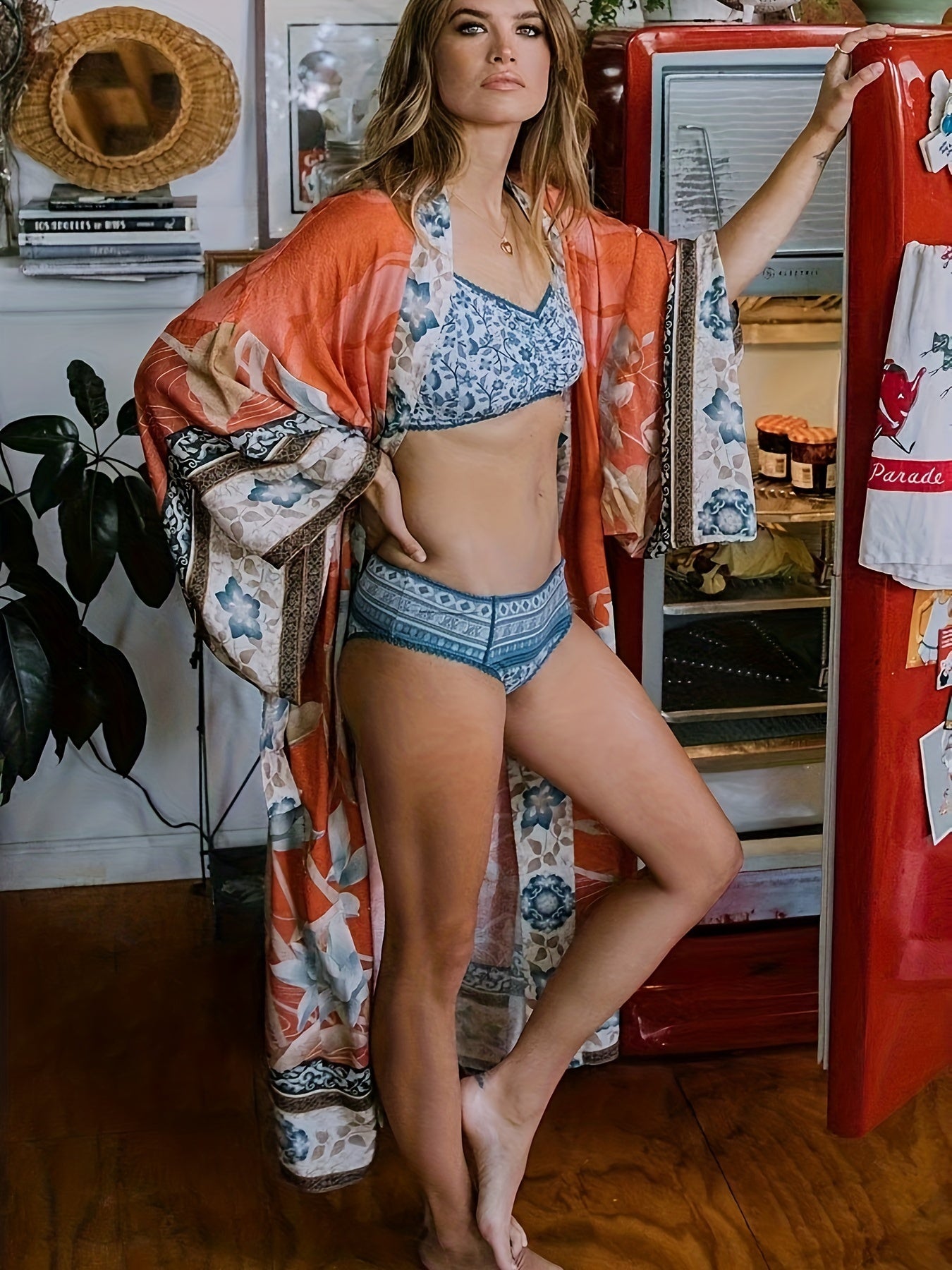 Elegant Long Floral Kimono Robe for Women Dresses