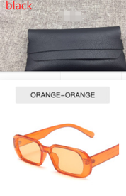 Retro Candy Color Small Frame Sunglasses With glasses bag Orange Sunglasses