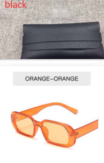 Retro Candy Color Small Frame Sunglasses With glasses bag Orange Sunglasses