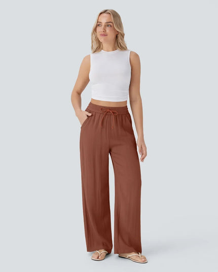 Elegant Linen Wide‑Leg Pants Women Pants