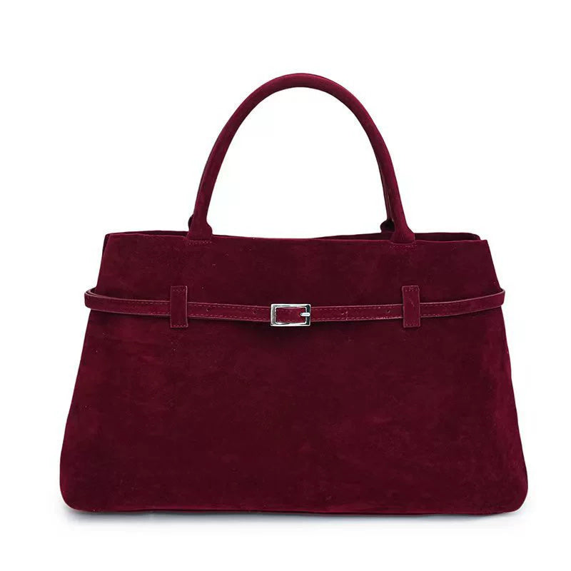Versatile Suede Tote Bag Wine Red Tote Bags