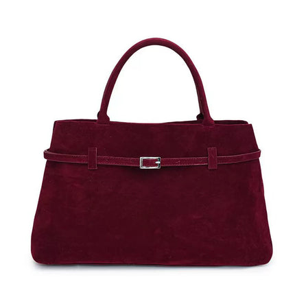 Versatile Suede Tote Bag Wine Red Tote Bags