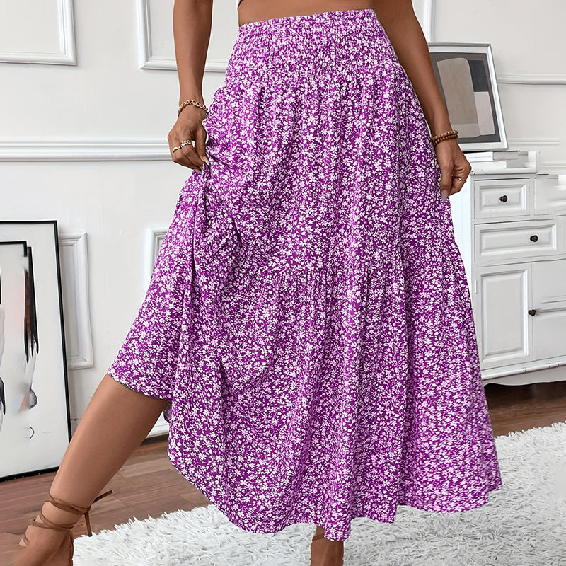 Women's Boho Floral Maxi Skirt Purple Skirts
