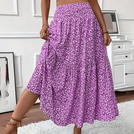 Women's Boho Floral Maxi Skirt Purple Skirts