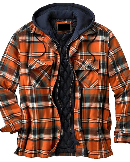 Men's Padded Hooded Jacket Orange Padded Hooded Jacket