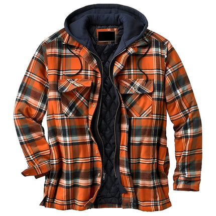 Men's Padded Hooded Jacket Orange Padded Hooded Jacket