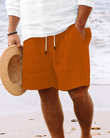 Men's Striped Drawstring Summer Shorts Orange Shorts