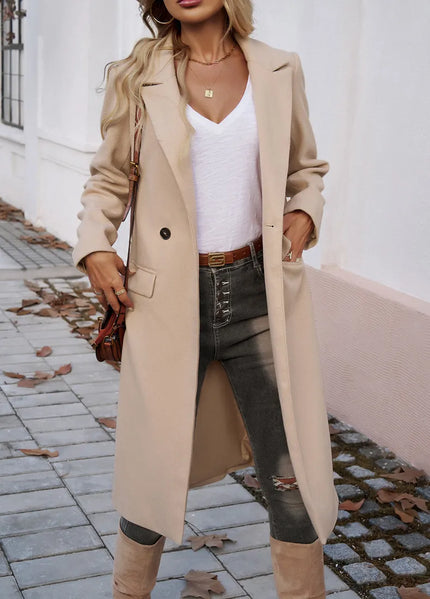 Clarise | Elegant V-Neck Coat Apricot Coats