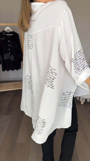 Lina | Letter Print Fashion Lapel Shirt Shirts & Tops