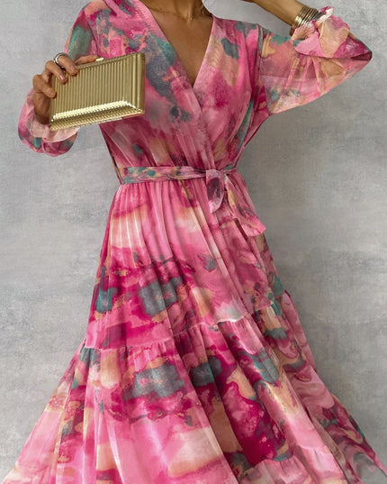 Elegant Floral Chiffon Maxi Dress Dresses