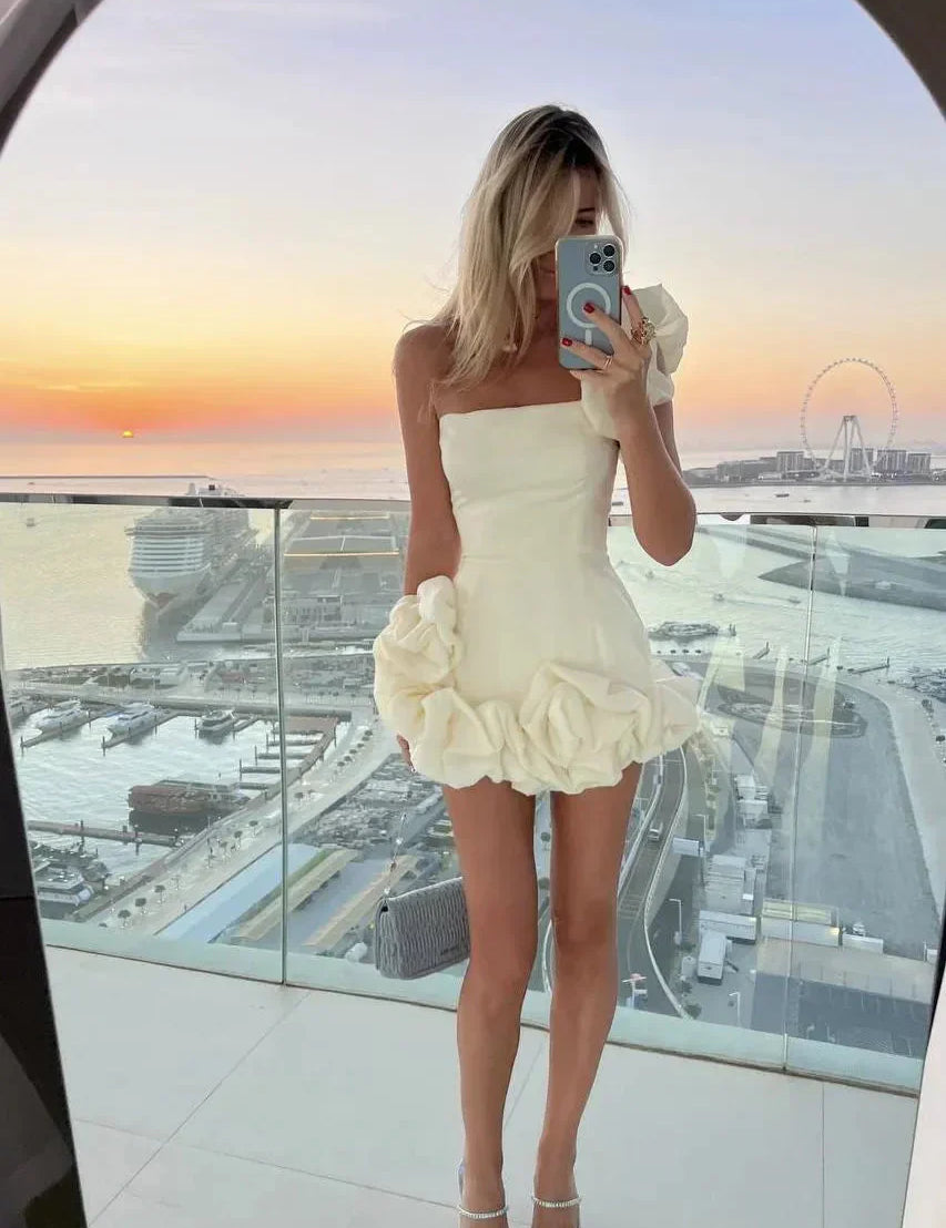Arabella | Elegant Flower Mini Dress Dresses