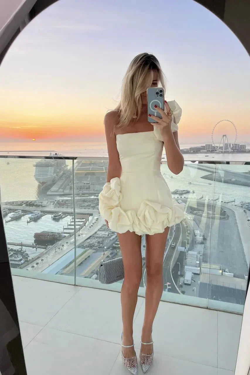 Arabella | Elegant Flower Mini Dress Dresses