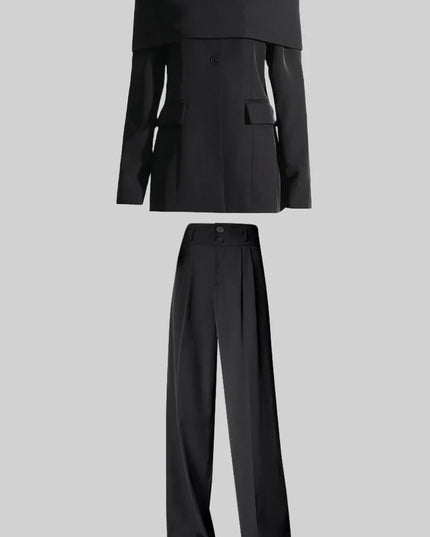 Delia™ | Black Cut Out Off Shoulders Set Two piece set