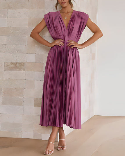 Élodie Lavin | V-Neck Solid Maxi Dress Purple Dresses