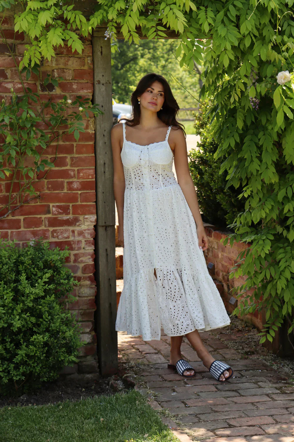 Zia™ | White Cannes Broderie Dress L Dresses