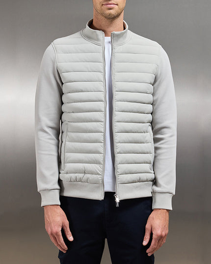 Lightweight Stand Collar Coat for Men - Fashion Knitted Winter Jacket Light Gray Men Jacket